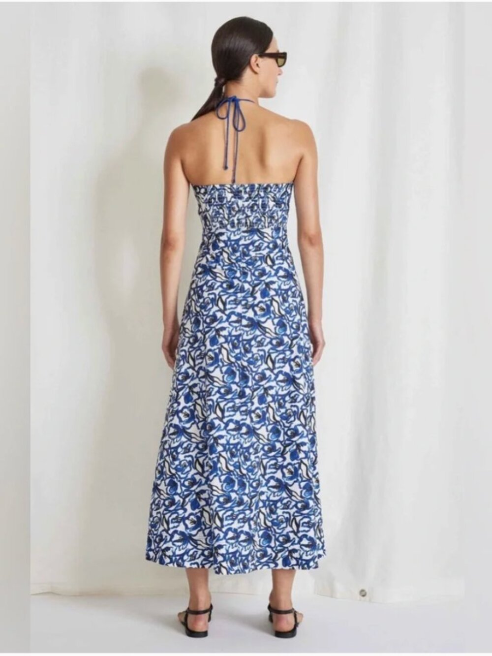 APIECE APART Eli Cutout Dress Brushed Floral Indigo - Picture 2 of 7